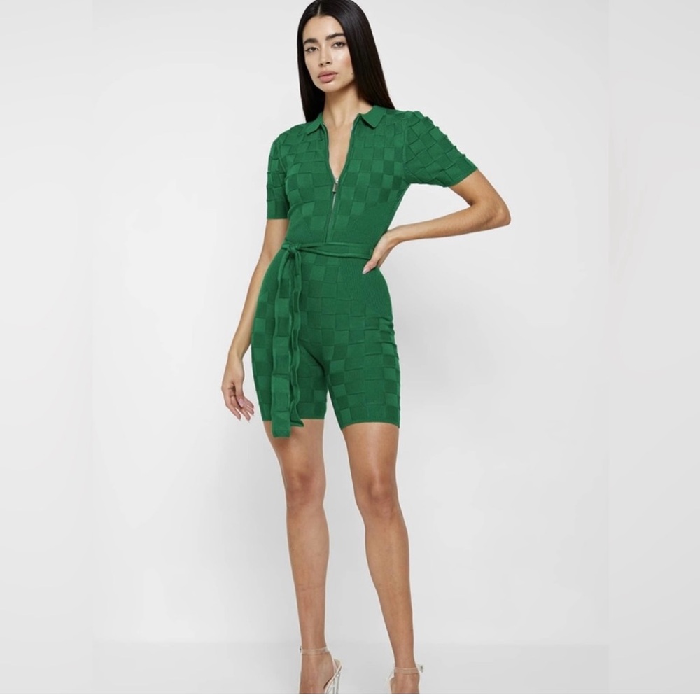 Maniere De Voir Green Textured Jumpsuit